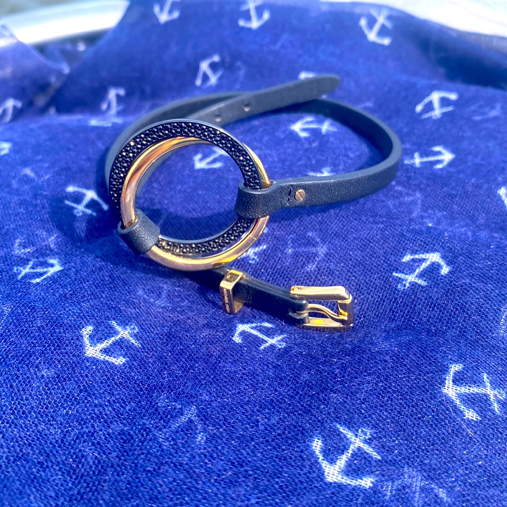 Michael Kors Black Pave Leather Wrap Bracelet